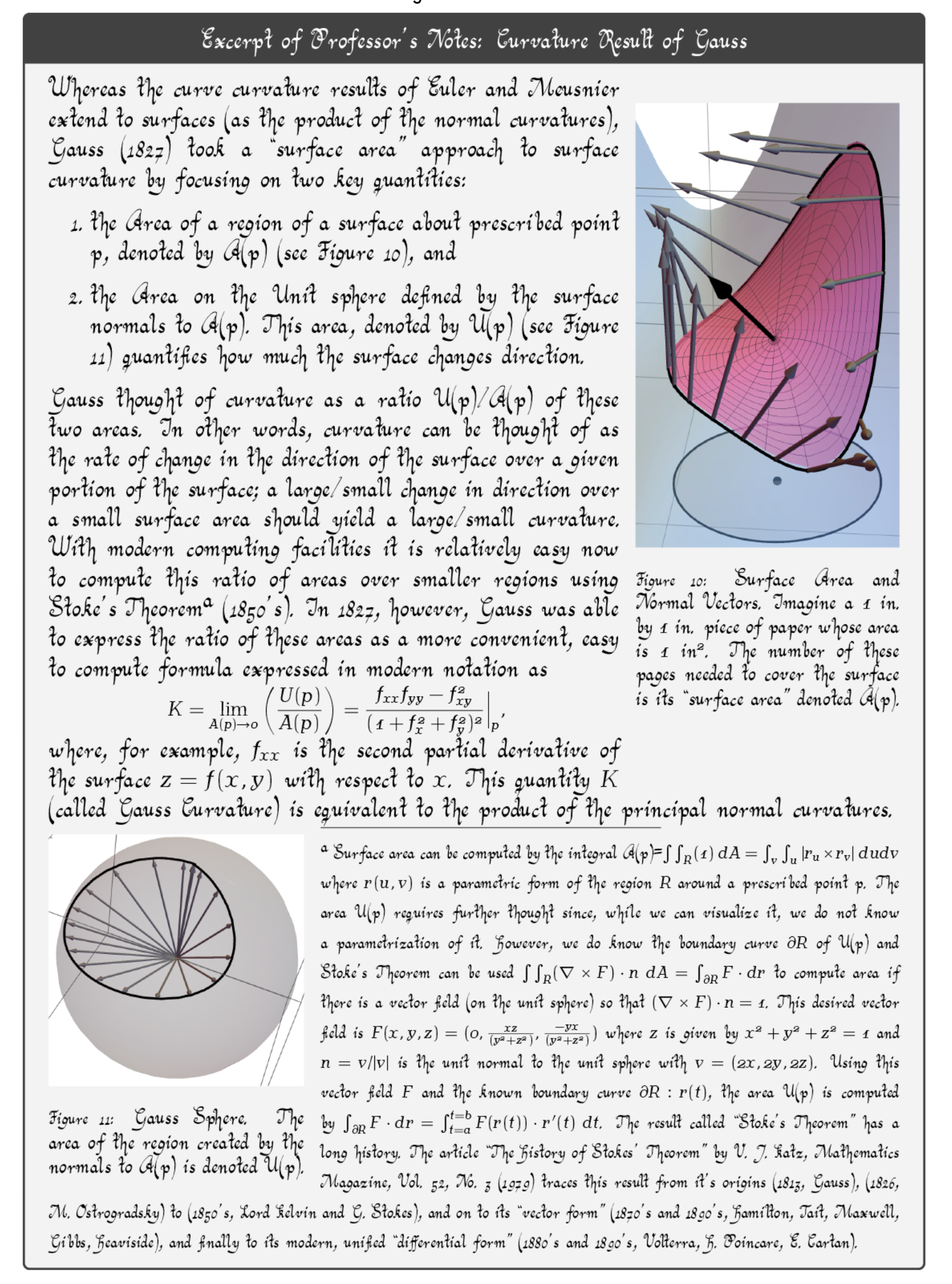 A Curvature Story Excerpts. (top/left) Meet Pete-A Character in the Story (middle) Math In Animated Graphic Novel Form (bottom/right) Math In Traditional Form: The Professor’s Indecipherable Notes